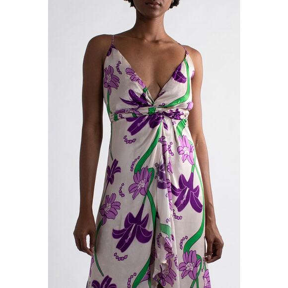 Purple & Green Floral Dress - Picture 3 of 5